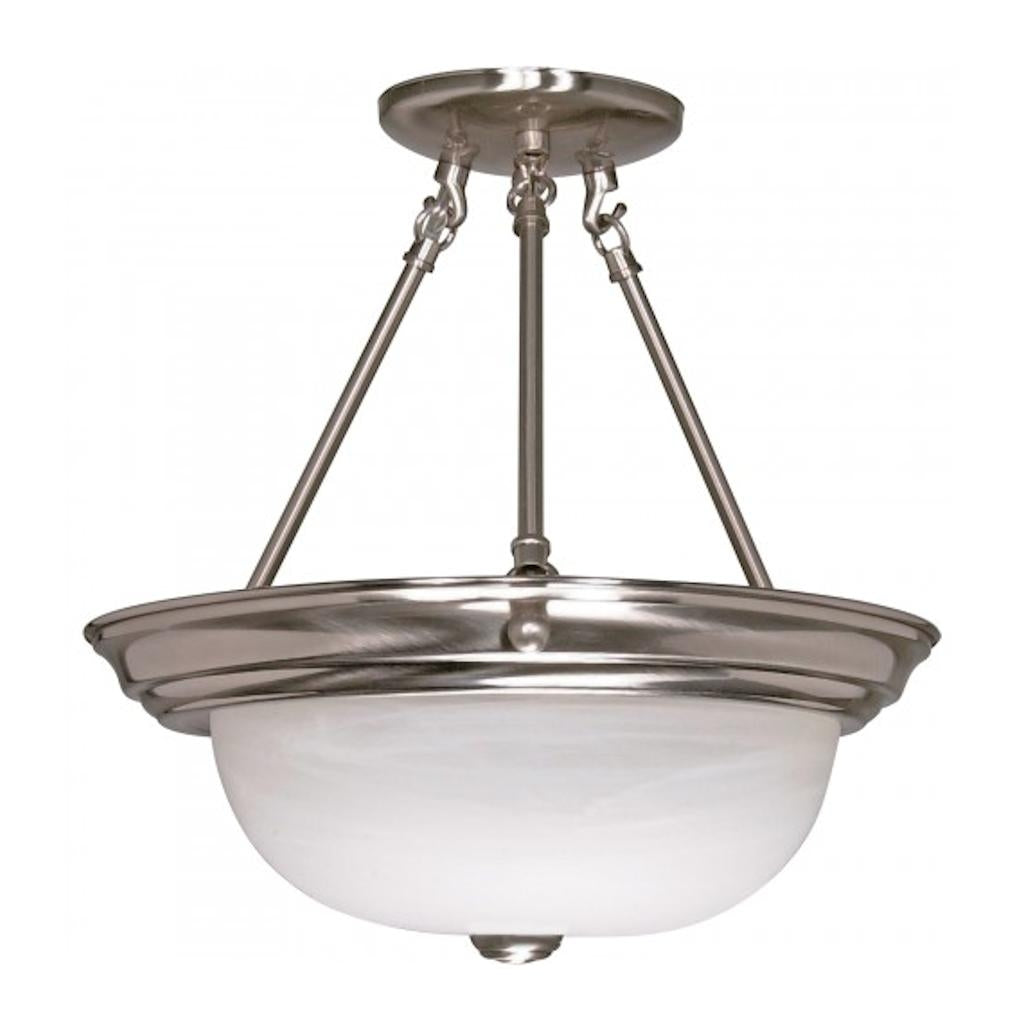 3 Light Brushed Nickel Alabaster Glass Shade Ceiling Light Fixture 1