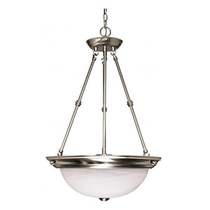 3 Light Brushed Nickel Alabaster Glass Shade Pendant Light Fixture 1