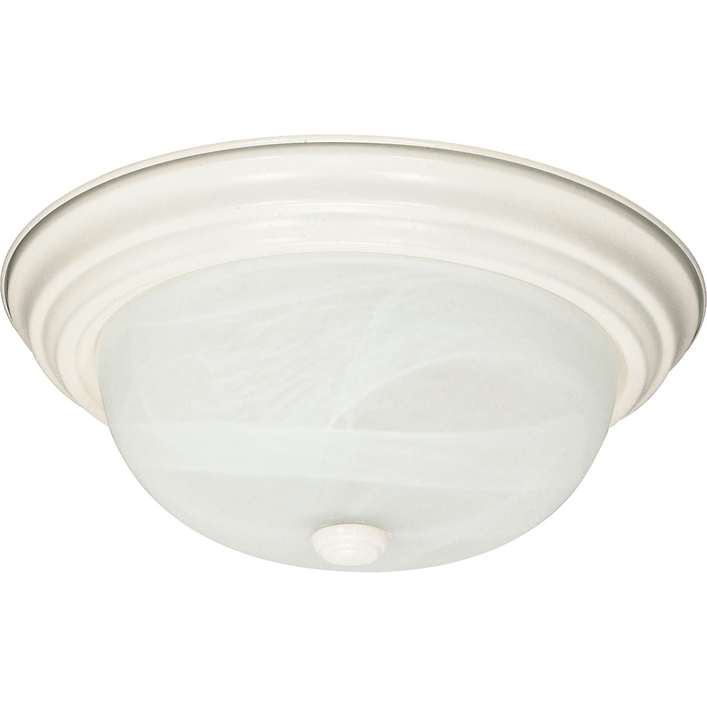 2 Light 11" Round Textured White Alabaster Glass Shade Ceiling Light Fixture 1