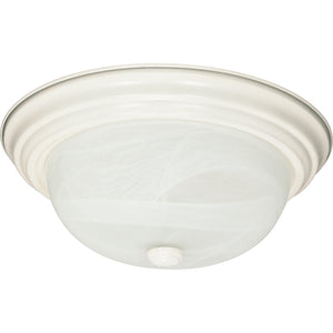 2 Light 11" Round Textured White Alabaster Glass Shade Ceiling Light Fixture 1