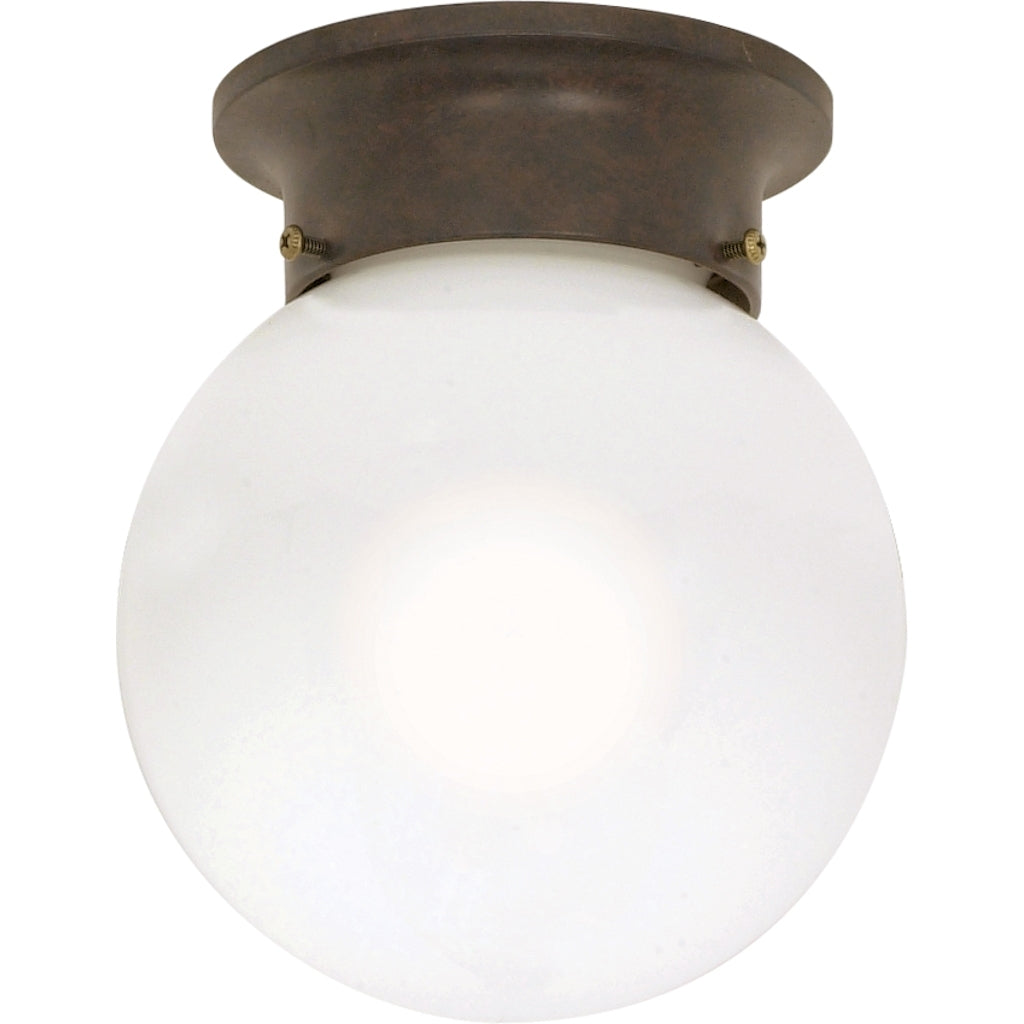1 Light Old Bronze White Glass Ball Shade Ceiling Light Fixture 1