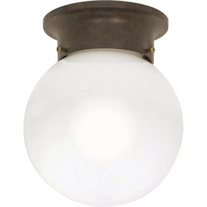 1 Light Old Bronze White Glass Ball Shade Ceiling Light Fixture 1