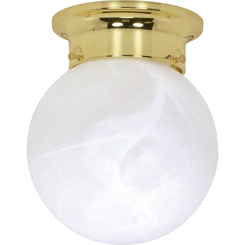 1 Light Polished Brass Alabaster Glass Ball Shade Ceiling Light Fixture 1