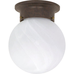 1 Light Old Bronze Alabaster Glass Ball Shade Ceiling Light Fixture 1