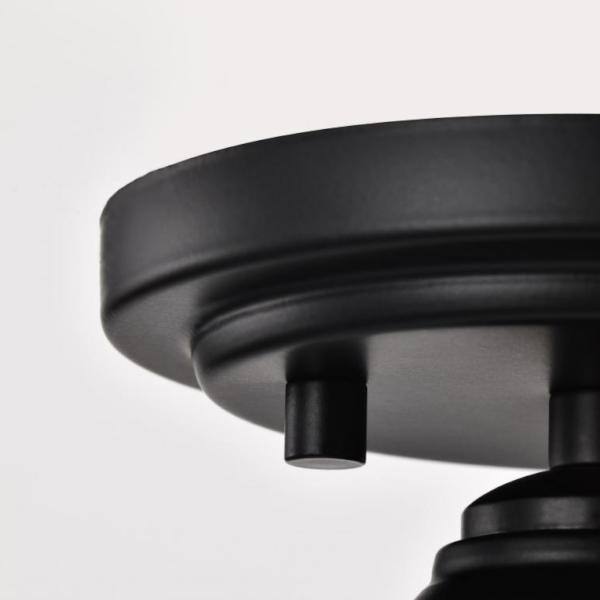 10" 1 Light 120 volt Matte Black Satin White Glass Semi Flush Light Fixture 3
