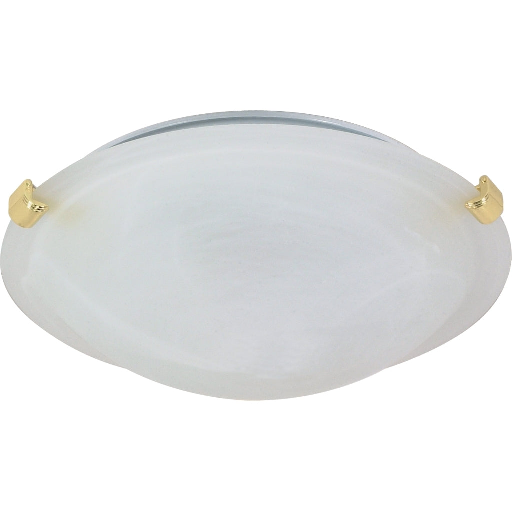 1 Light 12" Round Polished Brass Alabaster Glass Dome Shade Tri-Clip Ceiling Light Fixture 1