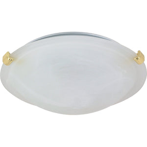 1 Light 12" Round Polished Brass Alabaster Glass Dome Shade Tri-Clip Ceiling Light Fixture 1