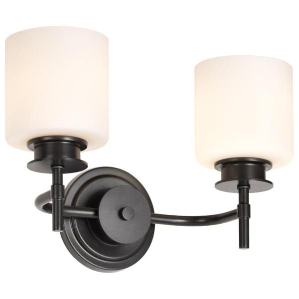 2 Light 120 volt Gun Metal Satin White Glass Vanity Light Fixture 2