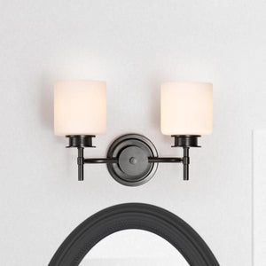 2 Light 120 volt Gun Metal Satin White Glass Vanity Light Fixture 3