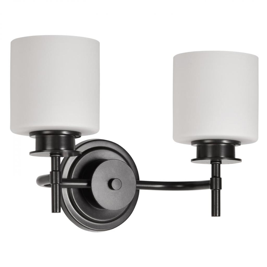 2 Light 120 volt Gun Metal Satin White Glass Vanity Light Fixture 1