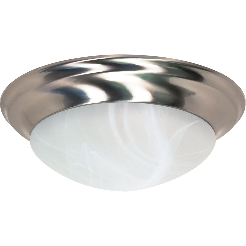 3 Light 17" Round Brushed Nickel Alabaster Glass Dome Shade Twist and Lock Ceiling Light Fixture 1