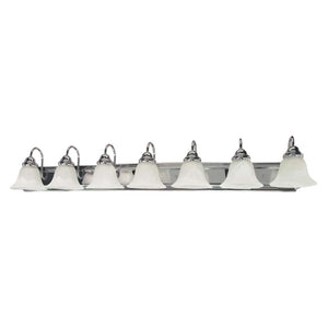 7 Light Polished Chrome Alabaster Glass Bell Shades Vanity Light Fixture 1