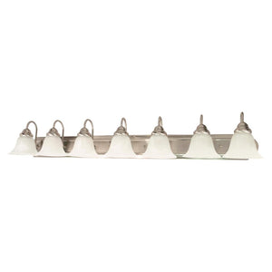 7 Light Brushed Nickel Alabaster Glass Bell Shades Vanity Light Fixture 1