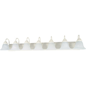 7 Light Textured White Finish Alabaster Glass Bell Shades Vanity Light Fixture 1