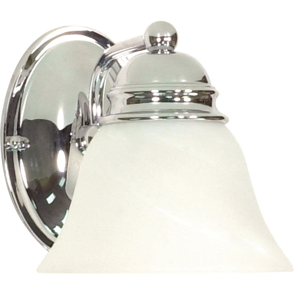1 Light Polished Chrome Alabaster Glass Bell Shade Vanity Light Fixture 1