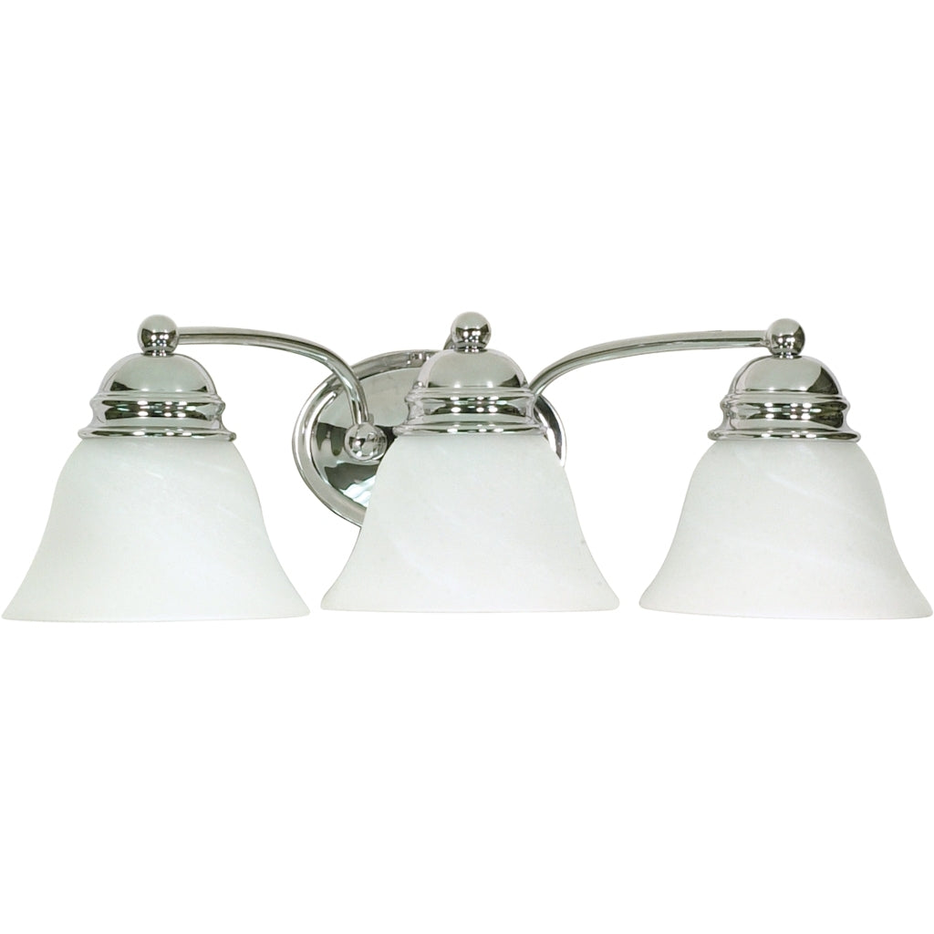 3 Light Polished Chrome Alabaster Glass Bell Shades Vanity Light Fixture 1
