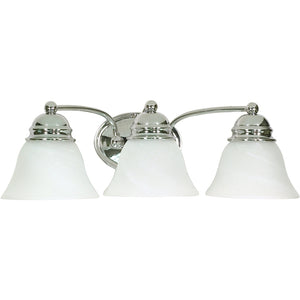 3 Light Polished Chrome Alabaster Glass Bell Shades Vanity Light Fixture 1