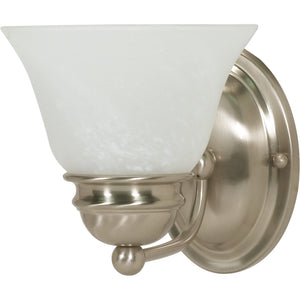 1 Light Brushed Nickel Alabaster Glass Bell Shade Vanity Light Fixture 1