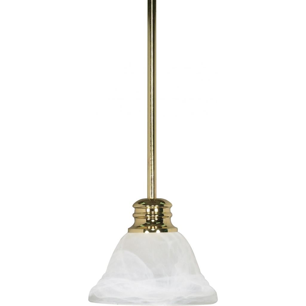 1 Light Polished Brass Alabaster Glass Shade Mini Pendant Light Fixture 1