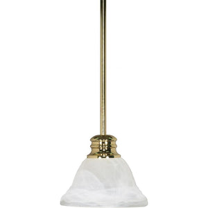 1 Light Polished Brass Alabaster Glass Shade Mini Pendant Light Fixture 1