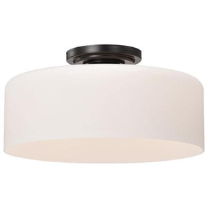 1 Light 13" 120 volt Gun Metal Satin White Glass Flush Light Fixture 2