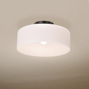 1 Light 13" 120 volt Gun Metal Satin White Glass Flush Light Fixture 3