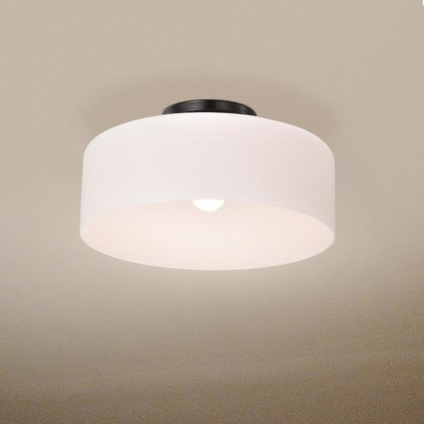 1 Light 13" 120 volt Gun Metal Satin White Glass Flush Light Fixture 3