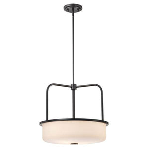 17" 3 Light Gun Metal Satin White Glass Pendant Light Fixture 2