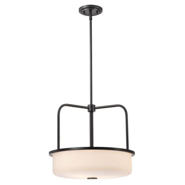 17" 3 Light Gun Metal Satin White Glass Pendant Light Fixture 2