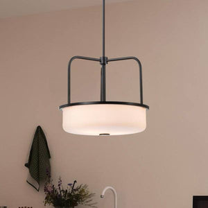 17" 3 Light Gun Metal Satin White Glass Pendant Light Fixture 5