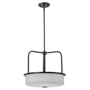 17" 3 Light Gun Metal Satin White Glass Pendant Light Fixture 1