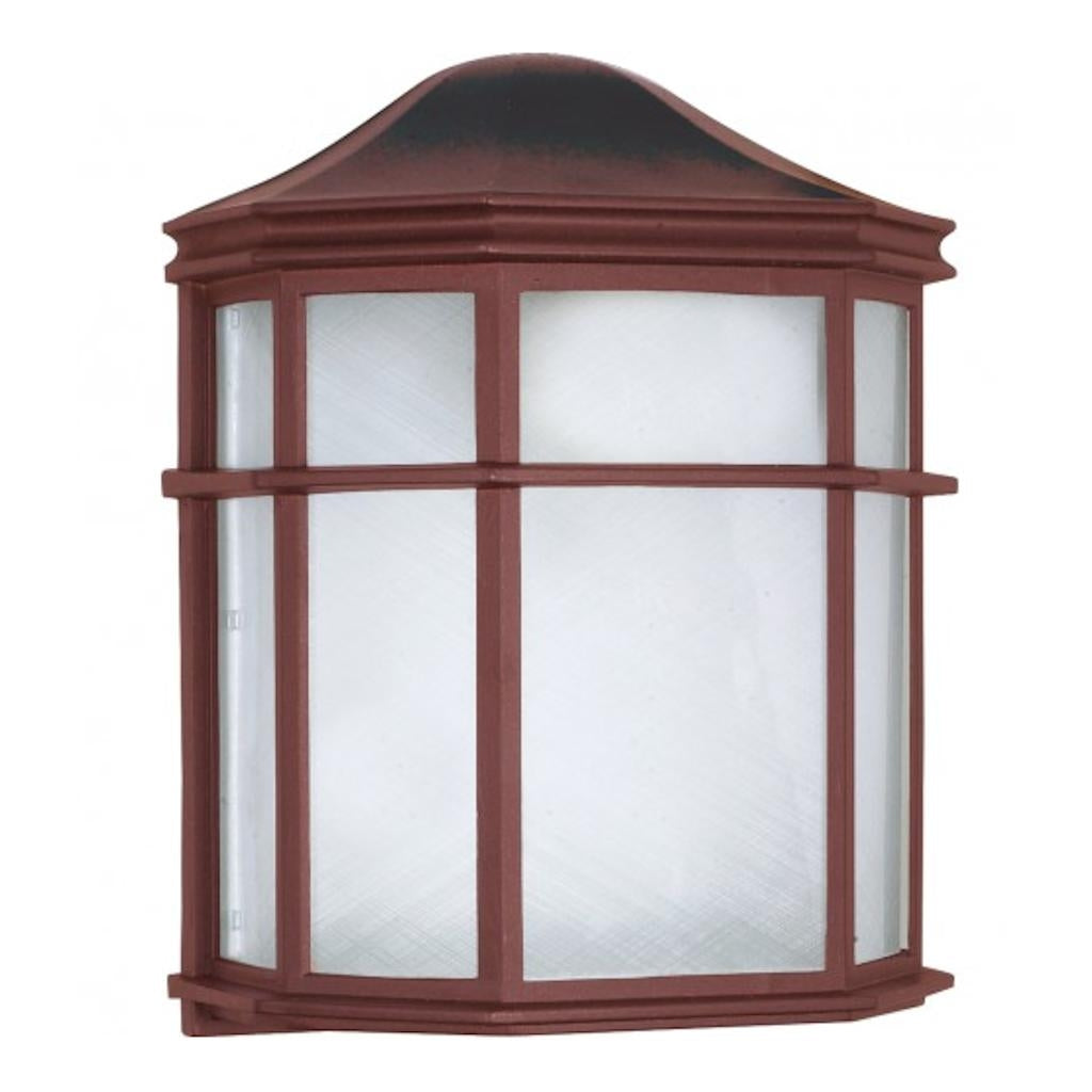 1 Light 8" Old Bronze Linen Acrylic Lens Cage Wall Lantern Light Fixture 1
