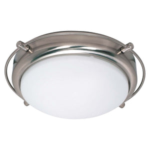 2 Light Brushed Nickel White Opal Glass Shade Ceiling Light Fixture 1