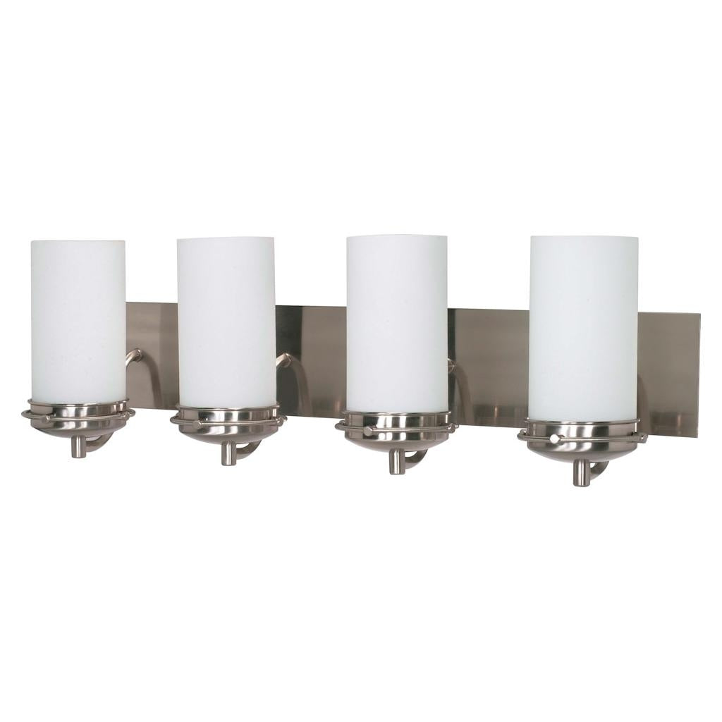 4 Light Brushed Nickel White Opal Glass Shades Vanity Light Fixture 1