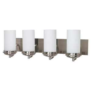 4 Light Brushed Nickel White Opal Glass Shades Vanity Light Fixture 1