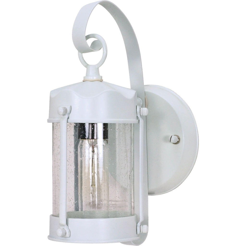 1 Light 11" White Clear Seeded Glass Shade Outdoor Wall Light Fixture 1