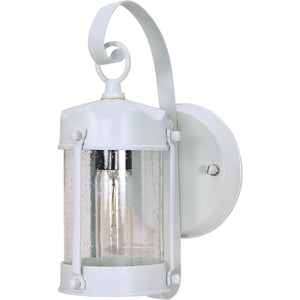 1 Light 11" White Clear Seeded Glass Shade Outdoor Wall Light Fixture 1