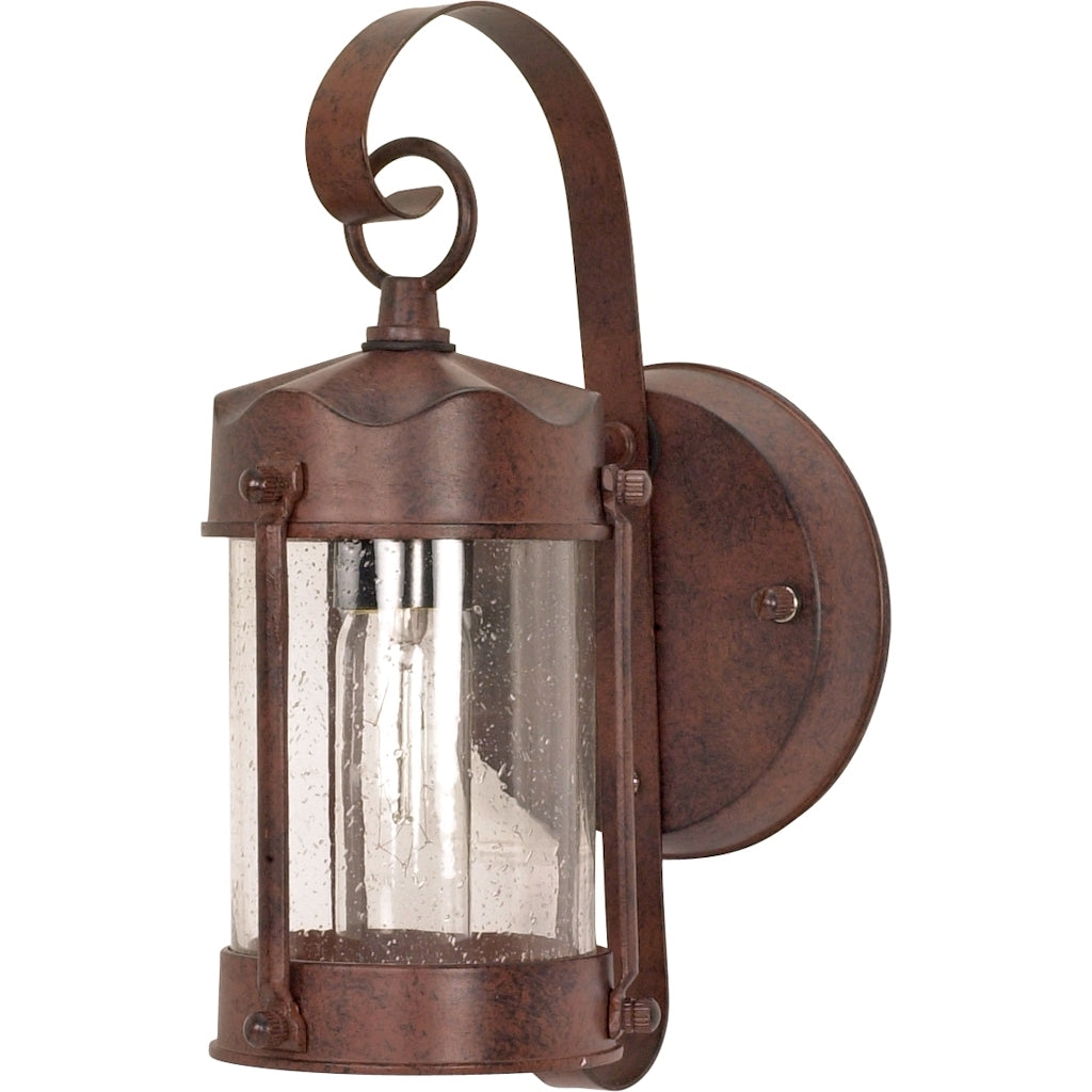 1 Light 11" Old Bronze Clear Seeded Glass Shade Outdoor Wall Light Fixture 1