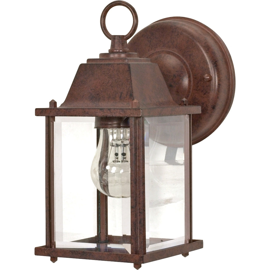1 Light 9" Old Bronze Clear Beveled Glass Shade Wall Lantern Light Fixture 1