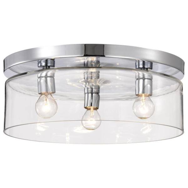 3 Lamp 120 volt Polished Nickel Flush Mount Light Fixture 2