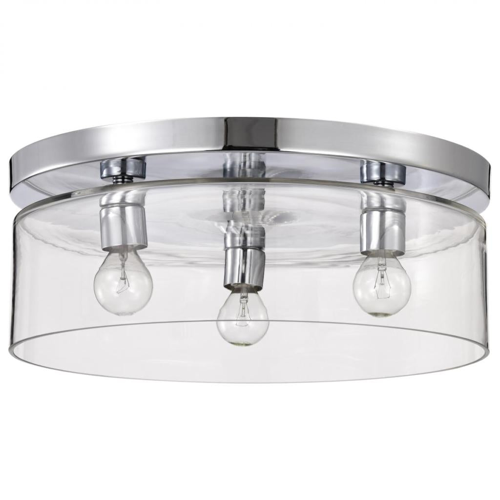 3 Lamp 120 volt Polished Nickel Flush Mount Light Fixture 1