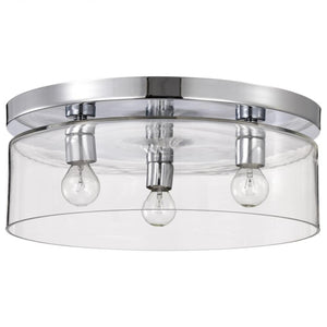 3 Lamp 120 volt Polished Nickel Flush Mount Light Fixture 1