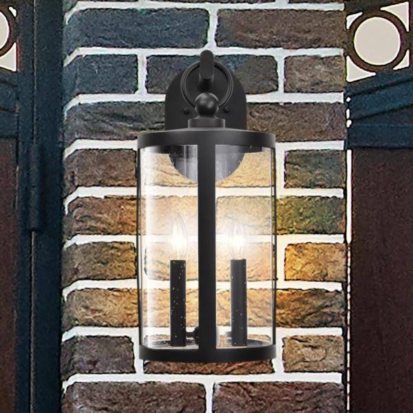 2 Light 120 volt Matte Black Wall Lantern 2