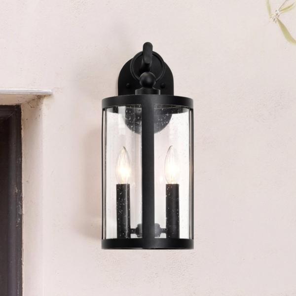 2 Lamp 120 volt Matte Black Wall Lantern 2