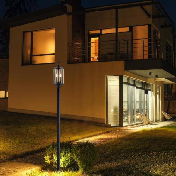 2 Light 120 volt Matte Black Post Top Lantern 2