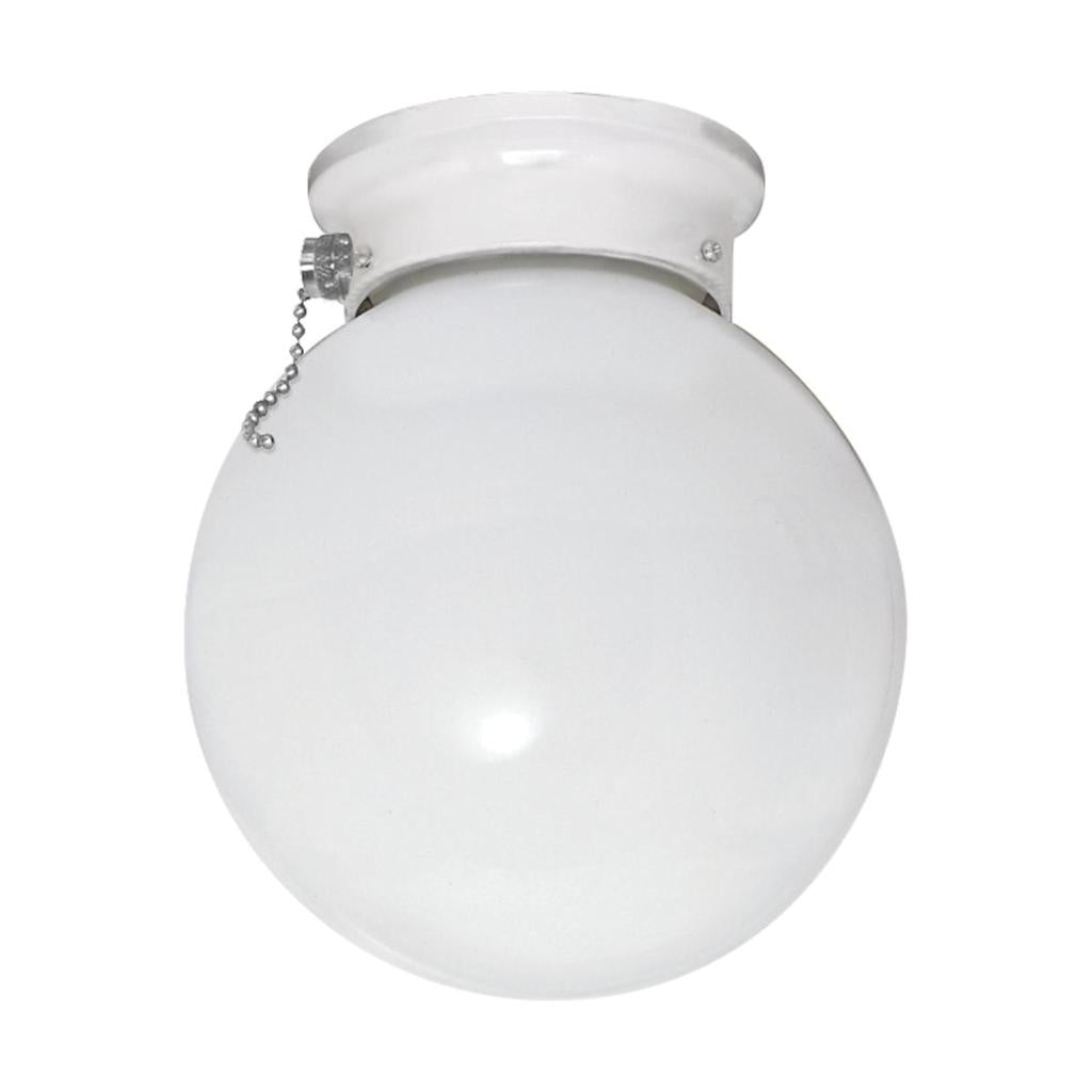 1 Light 6" 120 volt Indoor Pull Chain Frosted White Ceiling Light Fixture 1