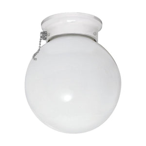 1 Light 6" 120 volt Indoor Pull Chain Frosted White Ceiling Light Fixture 1