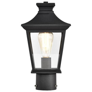 1 Light 14" Matte Black Clear Glass Shade Post Lantern 2