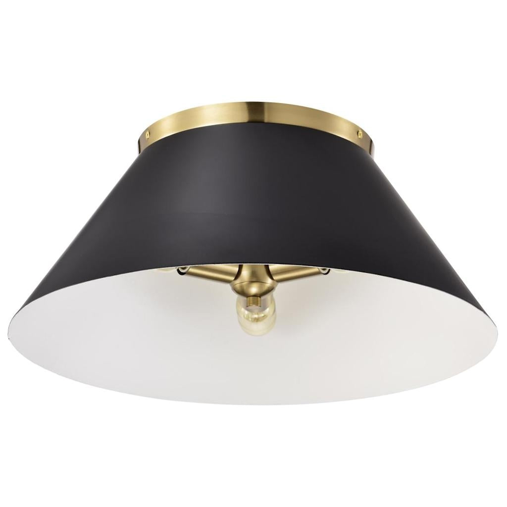 3 Light Large Vintage Brass/Black Ceiling Light Fixture 1
