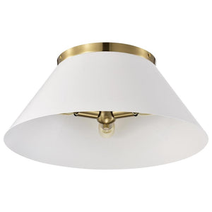 3 Light Large Vintage Brass/White Ceiling Light Fixture 1